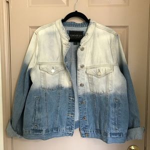Two-toned Denim Jacket with Distressed Detailing